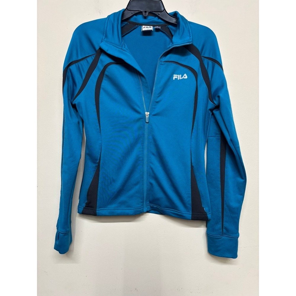 FILA Sport Womens‎ Medium Full Zip Athletic Jacket Blue Black Performance Active